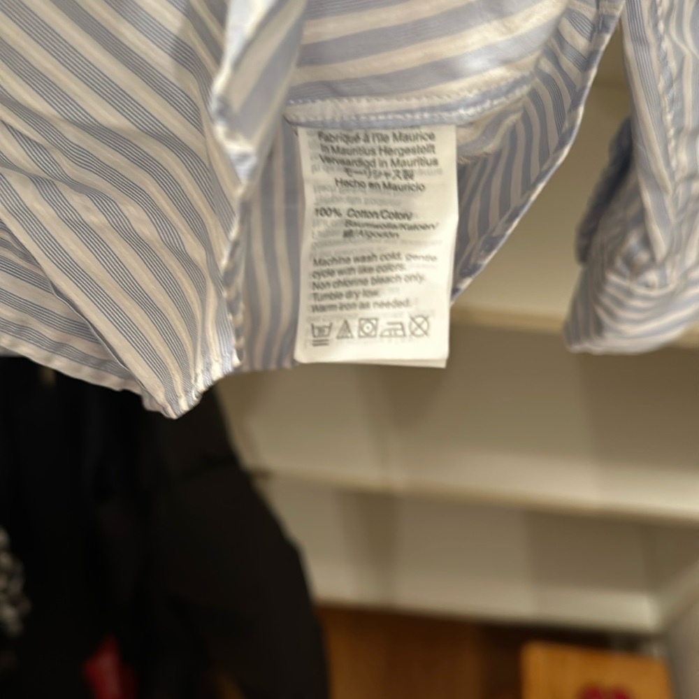 J.Crew Crewcuts Thomas Mason Blue & White Striped Button-Up Shirt Size 14 BOYS - Picture 5 of 7